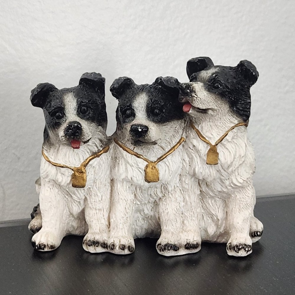 VTG  Mini Miniature Australian Shepherd Black White Resin Sculpture Figurine 2.7